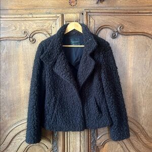 SANCTUARY Teddy Bear Shearling Moto Jacket – Black – Size Small
